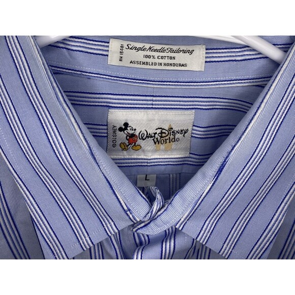 Walt Disney World Vintage Single Needle Tailoring Large Button Down Striped‎ - Picture 4 of 6